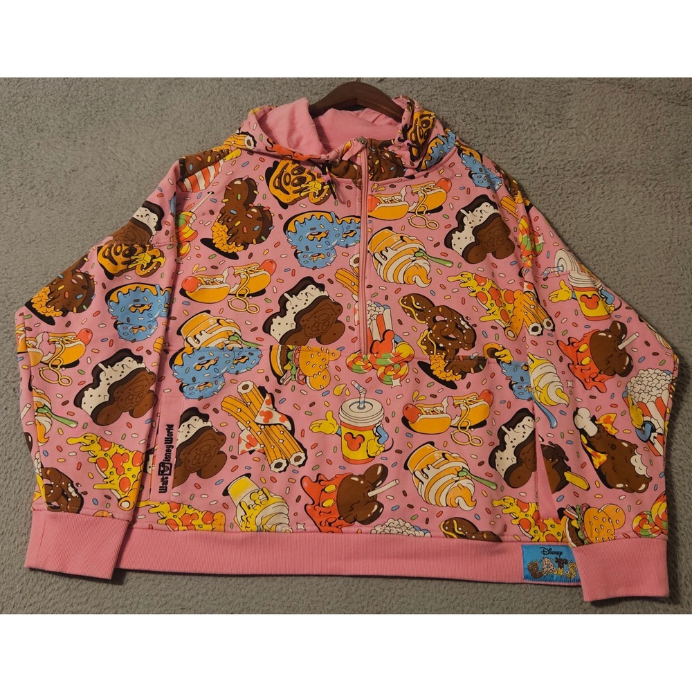 Disney Eats Walt Disney World Pink Snack All Over Print Quarter Zip Hoodie 2X